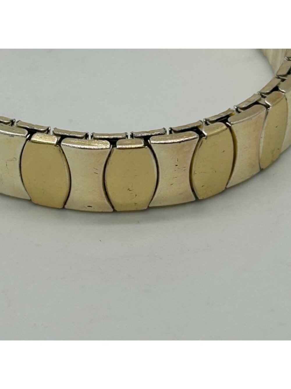 Vintage Gold Tone and Silver Tone Stretch Expansion Bracelet Mid Century Classic - Picture 8 of 14